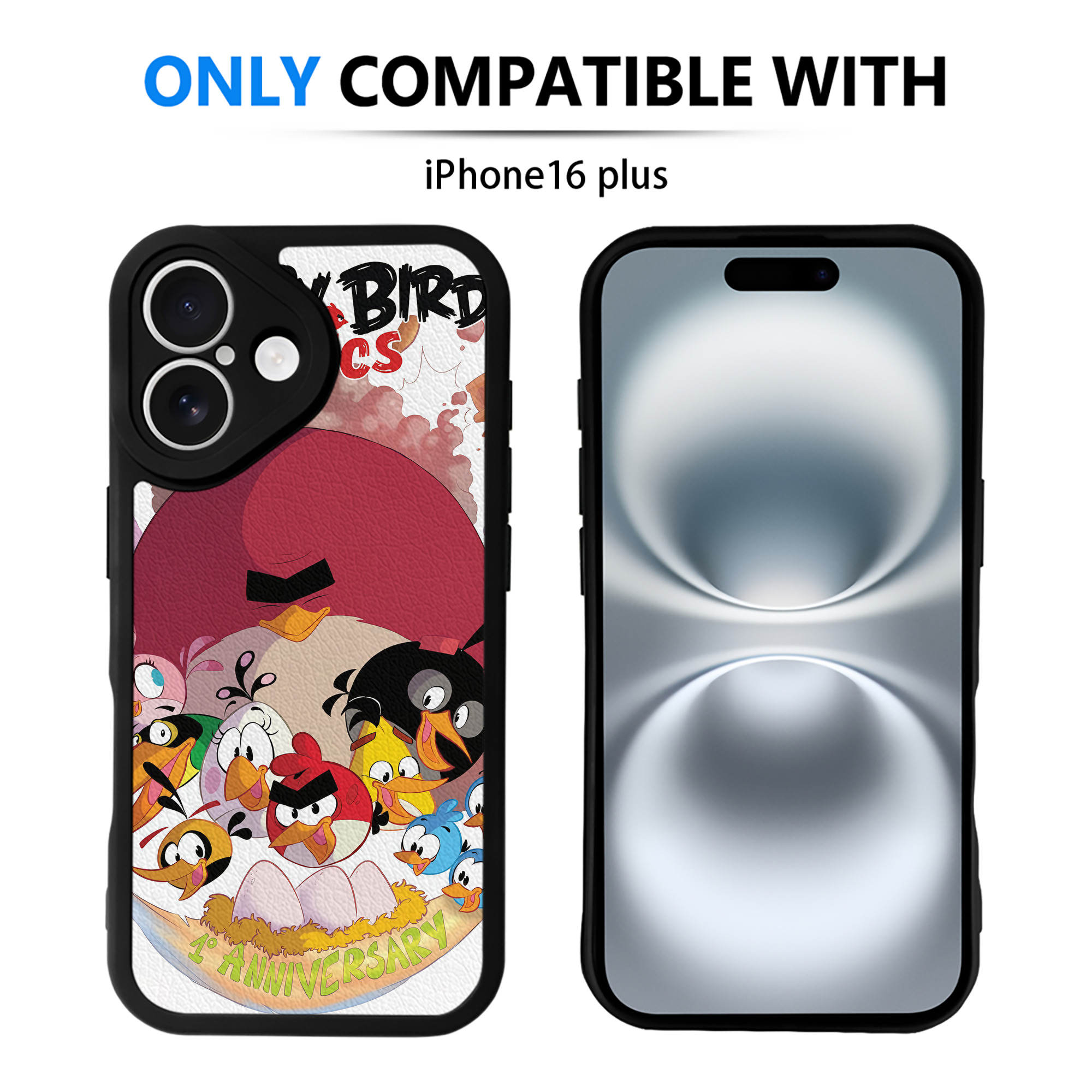 （画像用） Angry Birds アングリーバード 【iPhone 16シリーズ対応】シリコンスマホケース（レザー調） 材質：シリコン